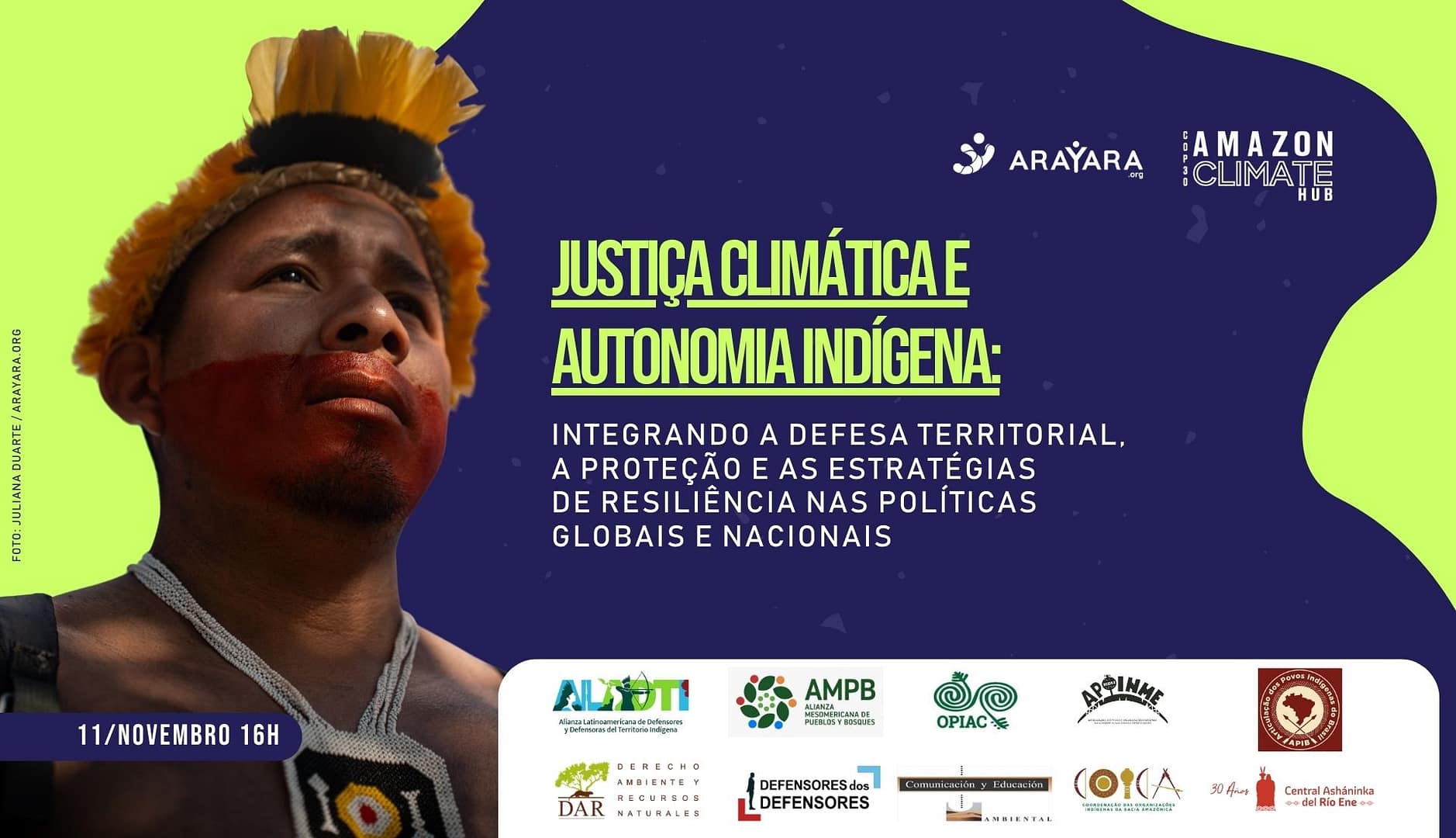 Participação de povos originários em decisões climáticas será tema de debate no ARAYARA Amazon Climate Hub, durante a COP30